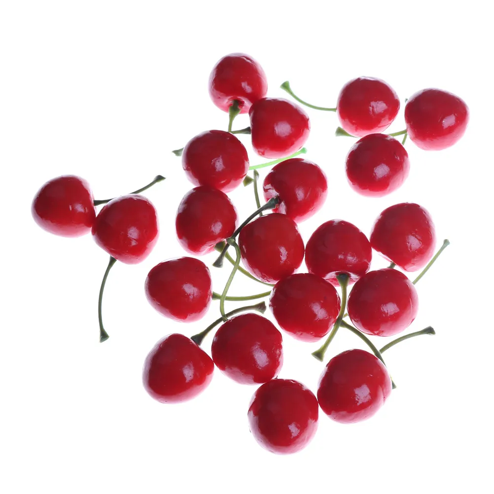 

20 шт./лот 2,5 см Мини Искусственные пластиковые фрукты маленькие ягоды искусственный цветок красная вишня для Детей Забавные кухонные игрушки оптом