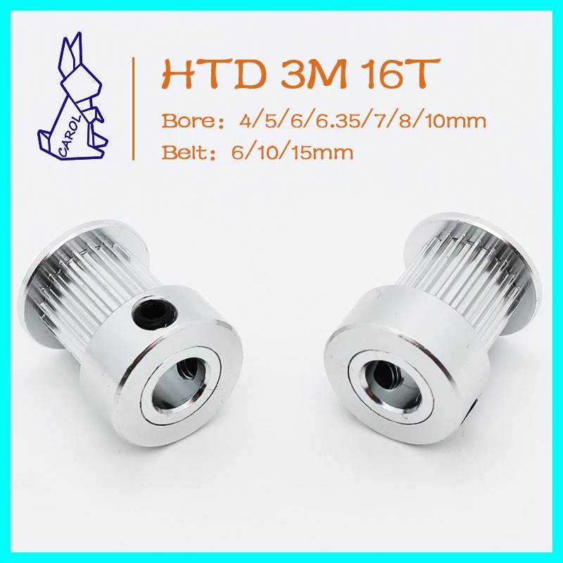 

16Teeth HTD 3M Timing Pulley Bore 4/5/6~7/8/10mm For Width 6/10/15mm Belt Pulley 16T 3M Gears Timing Belt Synchronizing Pulley