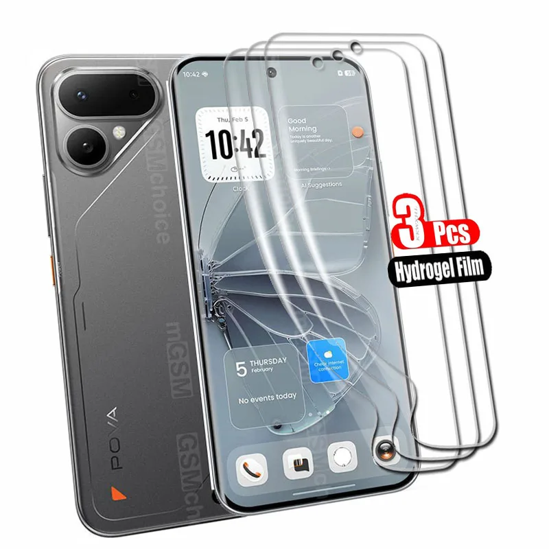 Фото Гидрогелевая пленка для Tecno Pova Curve 2 5G TecnoPovaCurve2 PovaCurve2 Curve2 6,78, гидравлическая мягкая защитная пленка на весь экран, 3 шт. №1