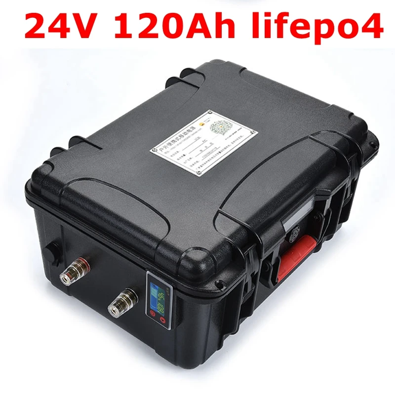 

MLG 24V 120Ah 100Ah LiFepo4 lithium rion battery pack with BMS 150A for fishing boat motor AGV car truck Marine Caravan +10A cha