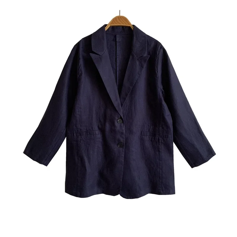 9872 льняной саржевый костюм повседневное пальто с длинным рукавом простой