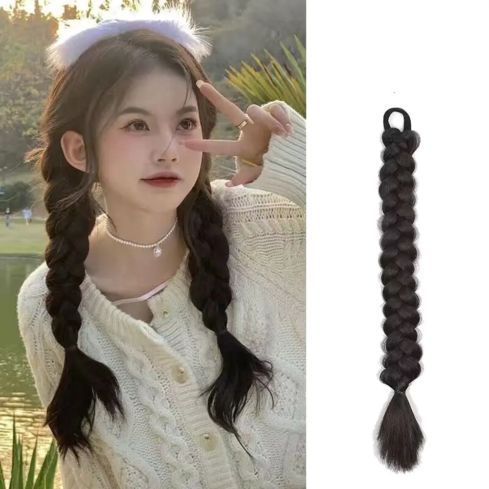 

1Pc Cute Double Ponytail Wig Hair Rope Fashion Natural Ponytail Shape Decoration Hair Rope Women Styling Tools