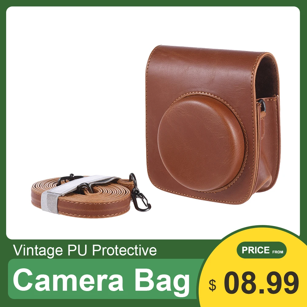 

Vintage PU Camera Bag for Fujifilm Instax Mini 90 Instant Film Camera Protective Case Pouch Cover Protector with Camera Strap