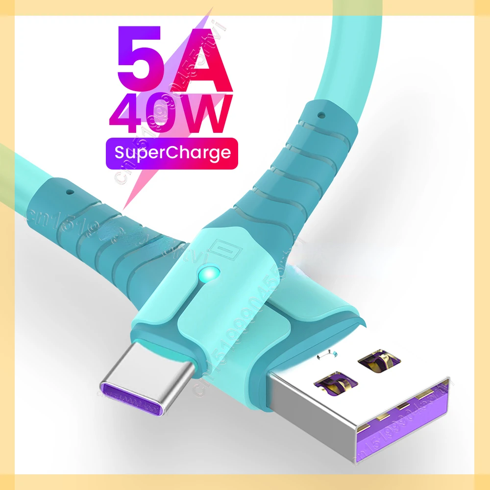 

USB Type C Cable 5A Fast Charging USB C Cable for Huawei Data Cord Charger USB Type C Cable For Honor Xiaomi POCO X3 M3 1/2M