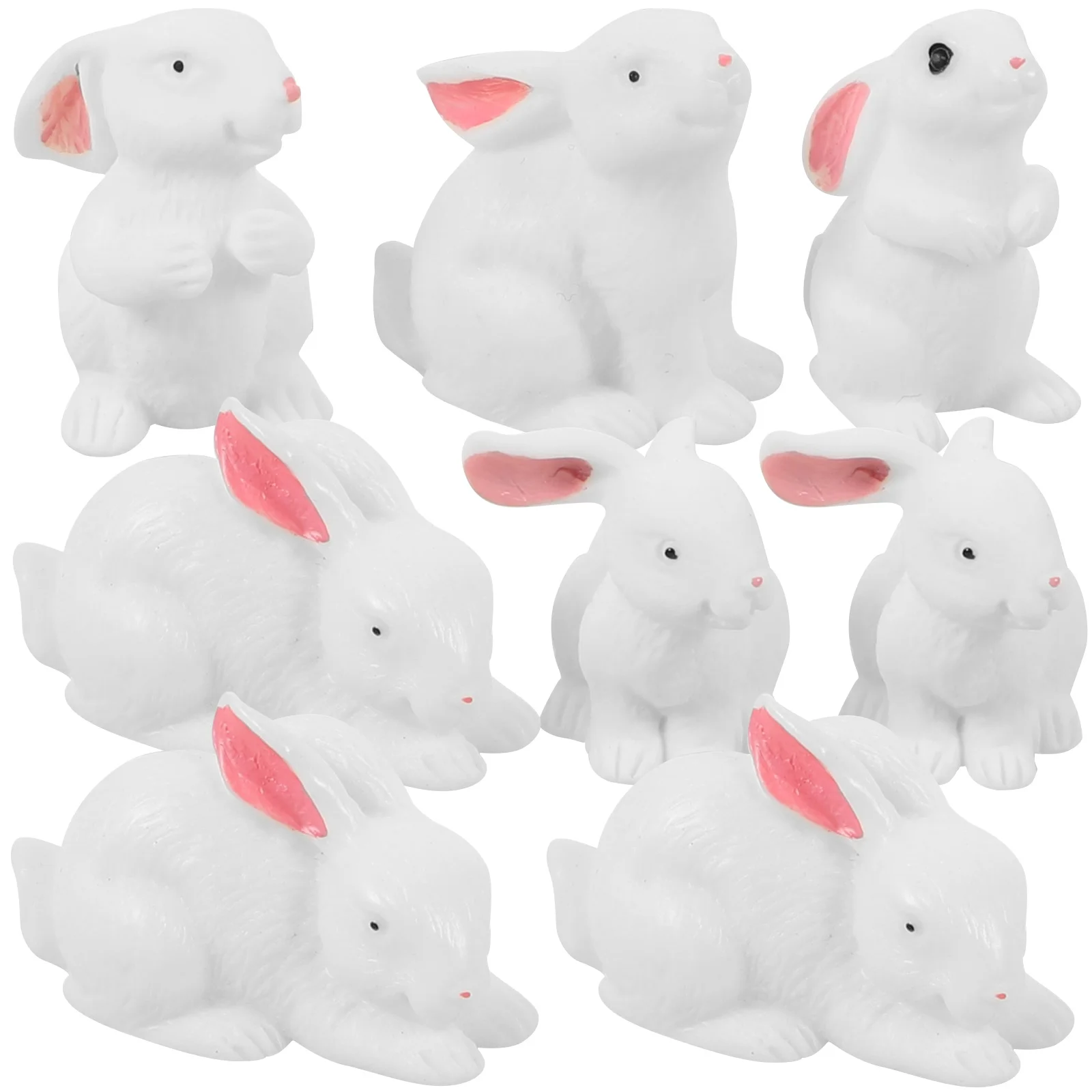 

8pcs Miniature Rabbit Figurines Resin Landscape Ornament