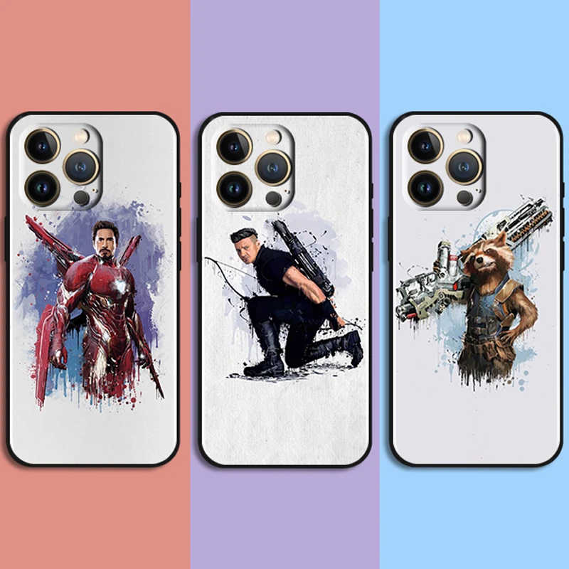 

Marvel Hero In Painting For Apple iPhone 13 12 11 Pro Max Mini XS Max X XR 6 7 8 Plus 5S SE2020 Soft Black Phone Case Capa Coque