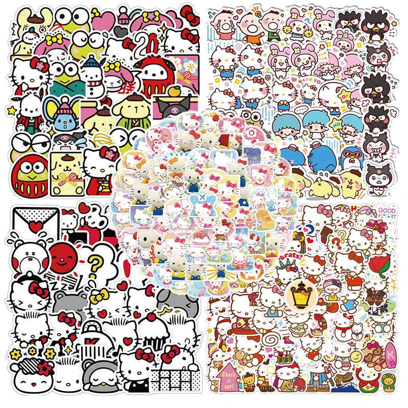 

40/50/60 шт. Kawaii Sanriod KT Cat Аниме водонепроницаемые граффити наклейки для автомобиля ноутбука ПВХ рюкзак реальный подарок для мальчиков и девочек