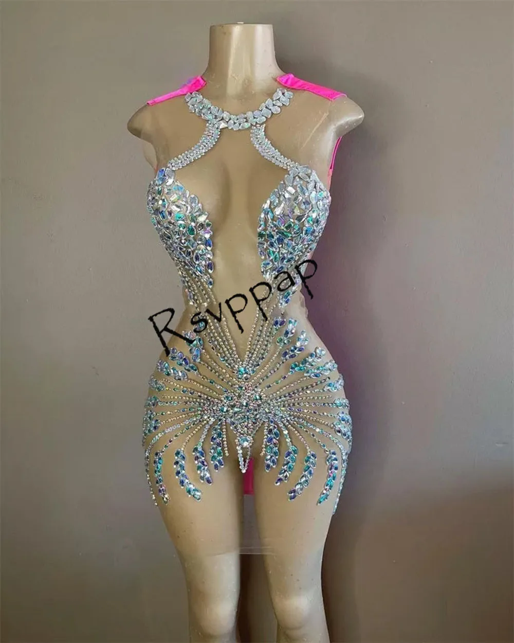 

Luxury Rhinestone Short Prom Dresses 2023 Birthday Gowns Sexy See Through Top Diamond Black Girl Cocktail Party Dress