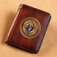 high quality genuine leather wallet knights of columbus charity unity fraternity patriotism printing standard short purse bk1212
