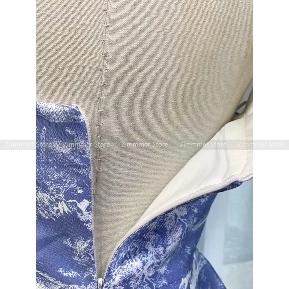 Вьетнамская нишевая Новинка 2024 французское романтичное платье с синим принтом