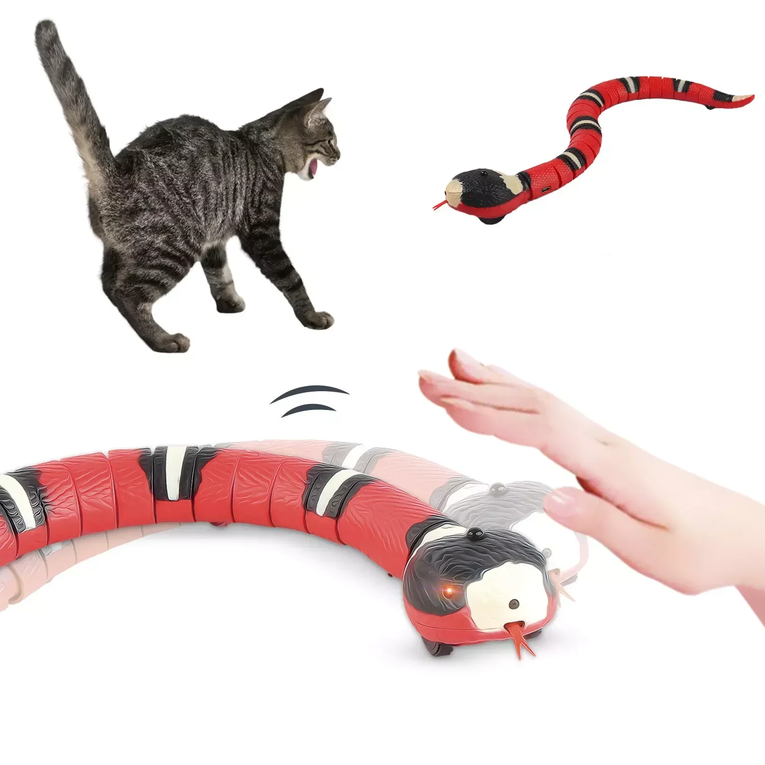 

Smart Sensing Interactive Cat Toys Automatic Eletronic Snake Cat Teasering USB Rechargeable Kitten Toys for Cats Dogs Pet