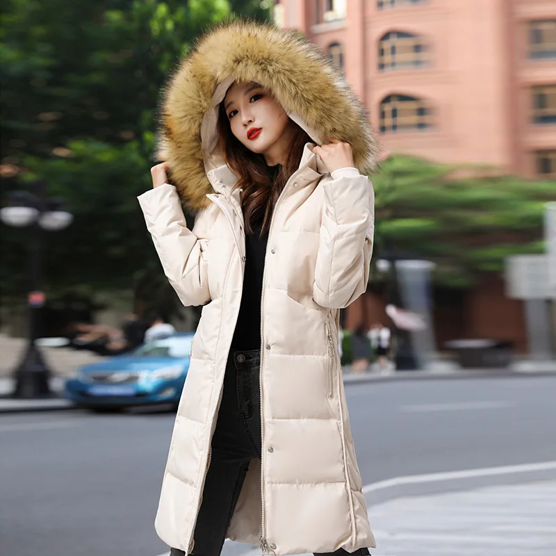 

Fashion Winter Women Long Hoodies White Duck Down Jackets Coats Casual Black White Down Jackets