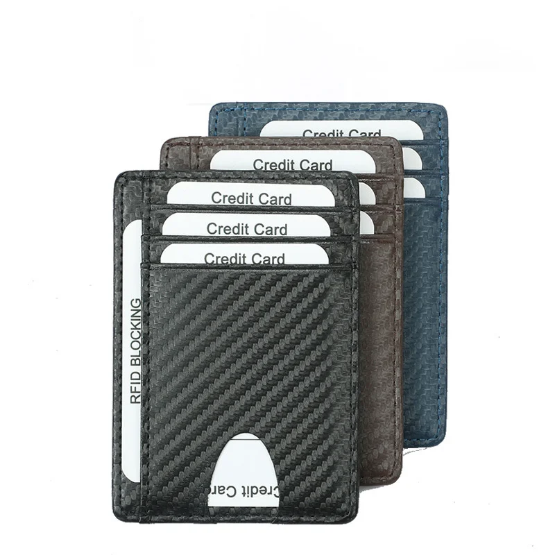 

Men's Wallet Rfid Safe Anti-theft Carbon Fiber Genuine Leather Hipster Credit Card/ID Coin Purses Luxury Business Foldable Wall