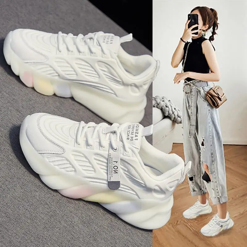 

BKQU Dad Shoes Women's Shoes Ins Tide 2023 New Summer Breathable All-match Sports Mesh Mesh Shoes Popular Small White Shoes