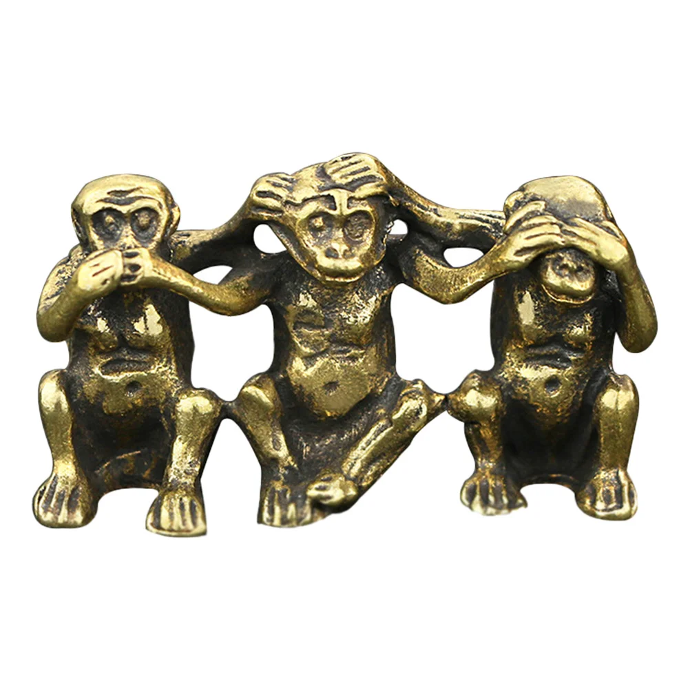 

Copper Monkey Ornament House Ornaments Chinese Monkey Sculpture No Evil Monkeys Decor Brass Statue Office