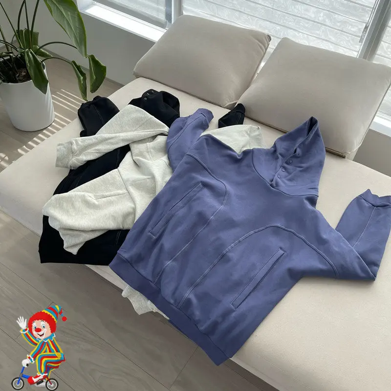 

Blank Grailz Button Hoodies Men Women High Street Multicolor Pocket Hooded Sweatshirt