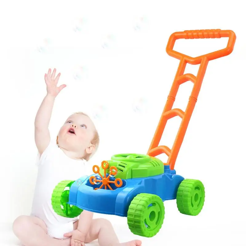 

Electronic Bubble Mower Walker Bubble Blower Machine With Music Outdoor Game Push Toys For Children Kids