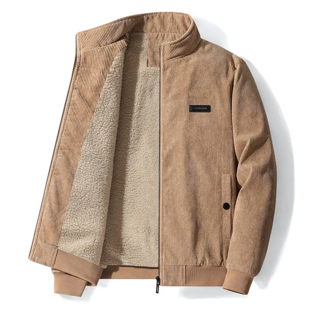 Мужская осенне-зимняя теплая куртка с воротником-стойкой и длинным рукавом