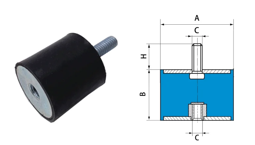 

10PCS VD50*40 M10 VD type Single Head Anti-Vibration Rubber Shock Absorber Rubber Vibration Isolator
