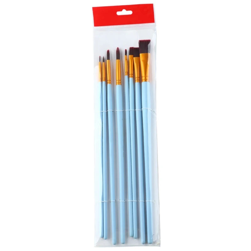 

8 Pcs Portable Outdoor Paint Brushes Set Round Flat Fine Nib Fit for Oil Acrylic Gouache Watercolor Stencil Painting