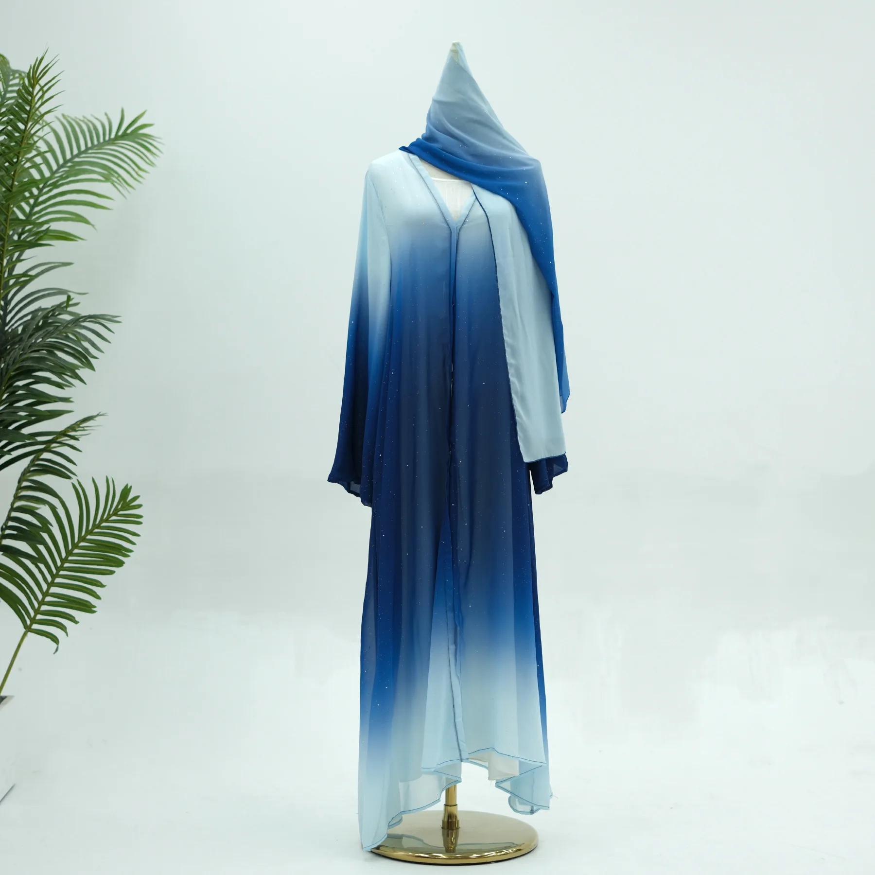 Абая Дубай роскошный шифоновый мусульманский кардиган шарф платье женский