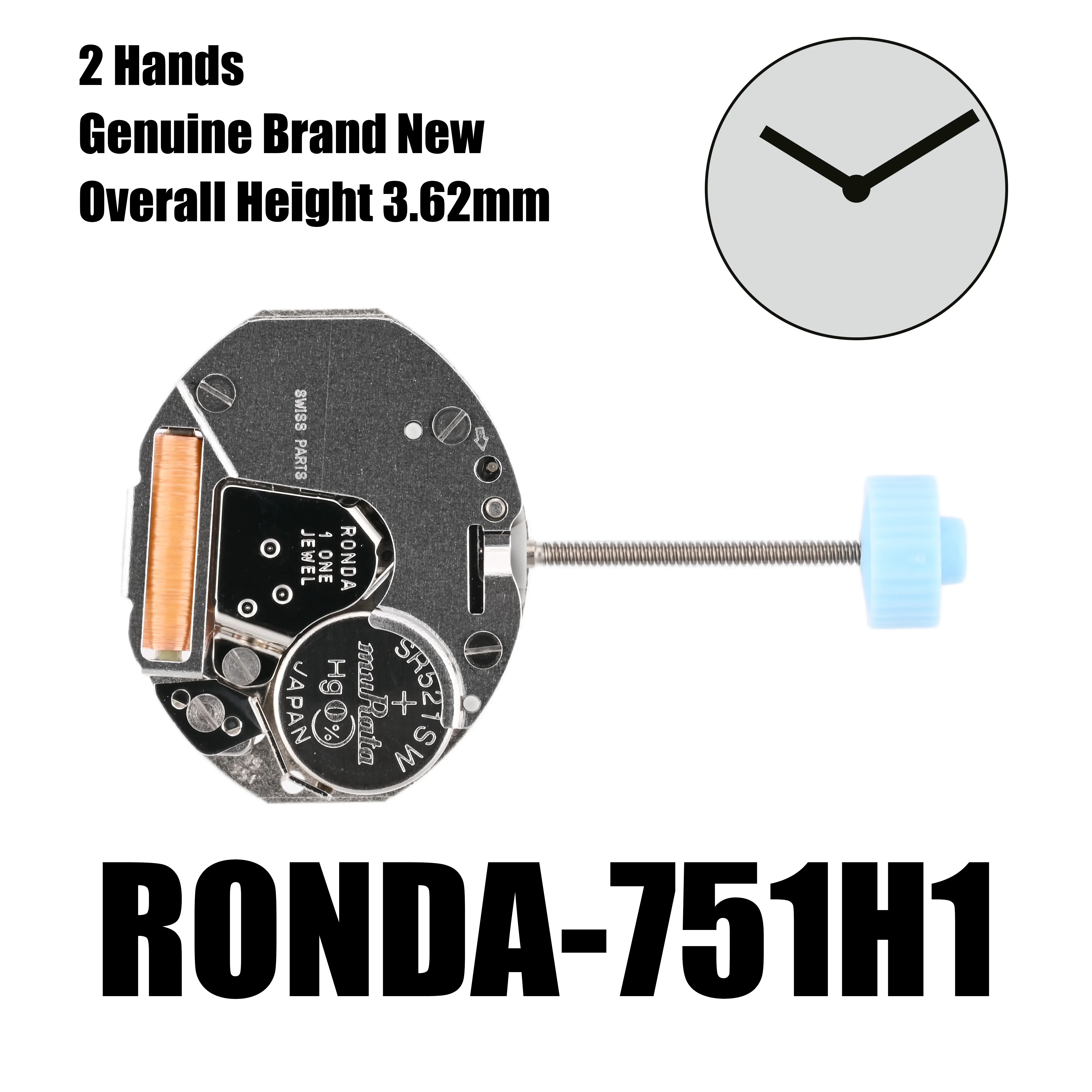 Подлинный новый оригинальный механизм 751 Ronda 2 стрелки 751H1 общая высота 3 62 мм