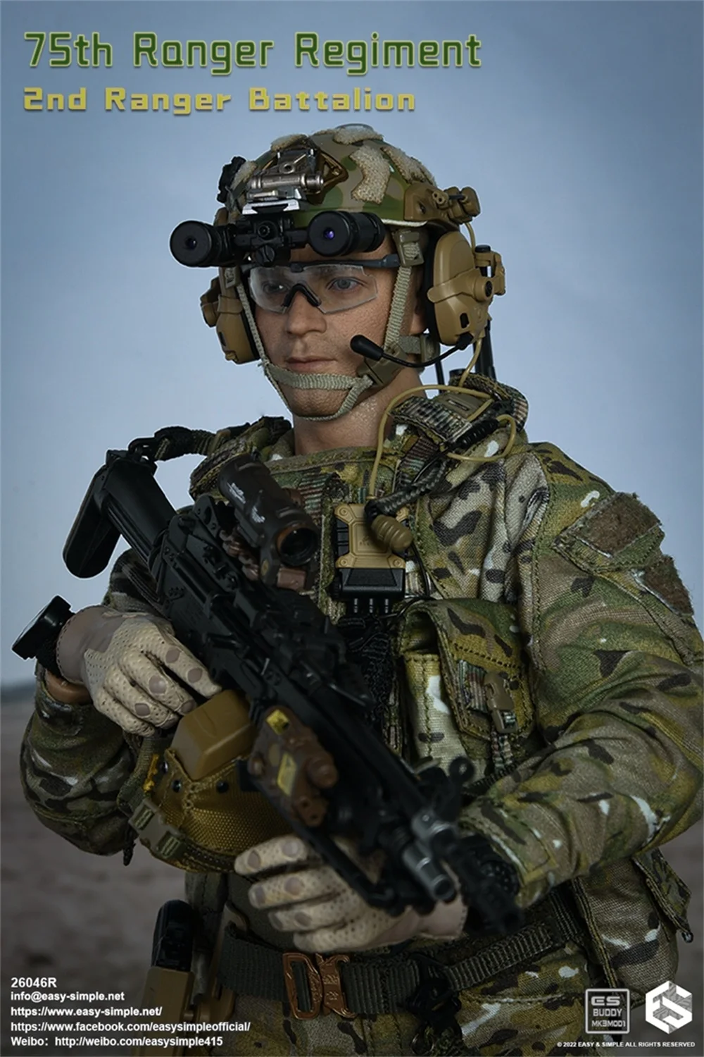 Лёгкий и простой ES 26046R 1/6 75-й полк рейнджера батальон 2-го боевой шлем комплект для