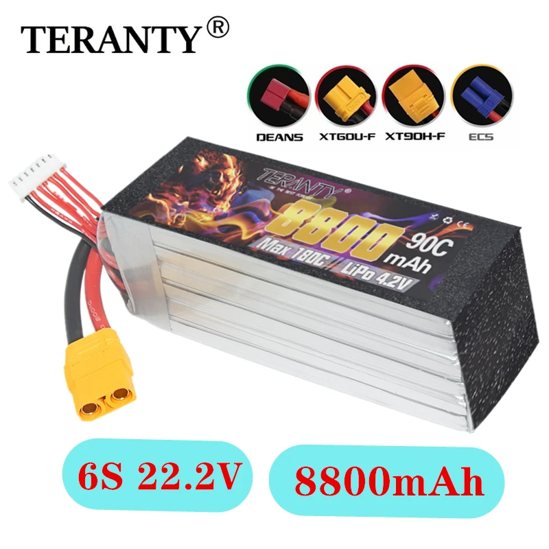 

TERANTY 6S 8800 мАч 22,2 в 90C/180C Lipo аккумулятор для радиоуправляемого вертолета квадрокоптера FPV гоночного дрона запчасти с разъемом XT60/XT90