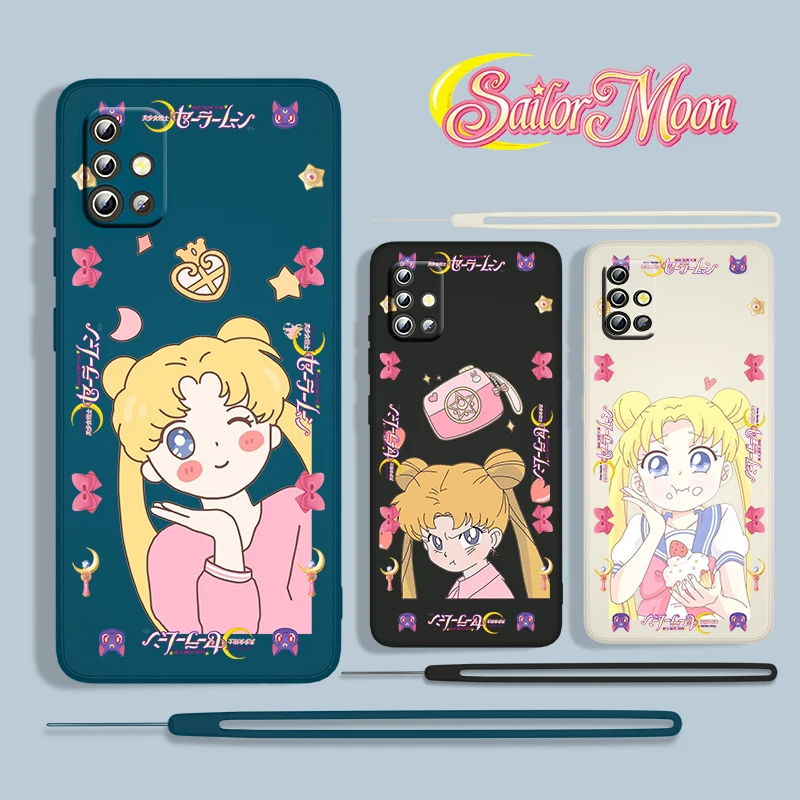 

Anime Sailor Moon Cute For Samsung Galaxy A73 A53 A33 A52 A32 A22 A71 A51 A21S A03S A30S A50 Liquid Rope Phone Case Cover Fundas