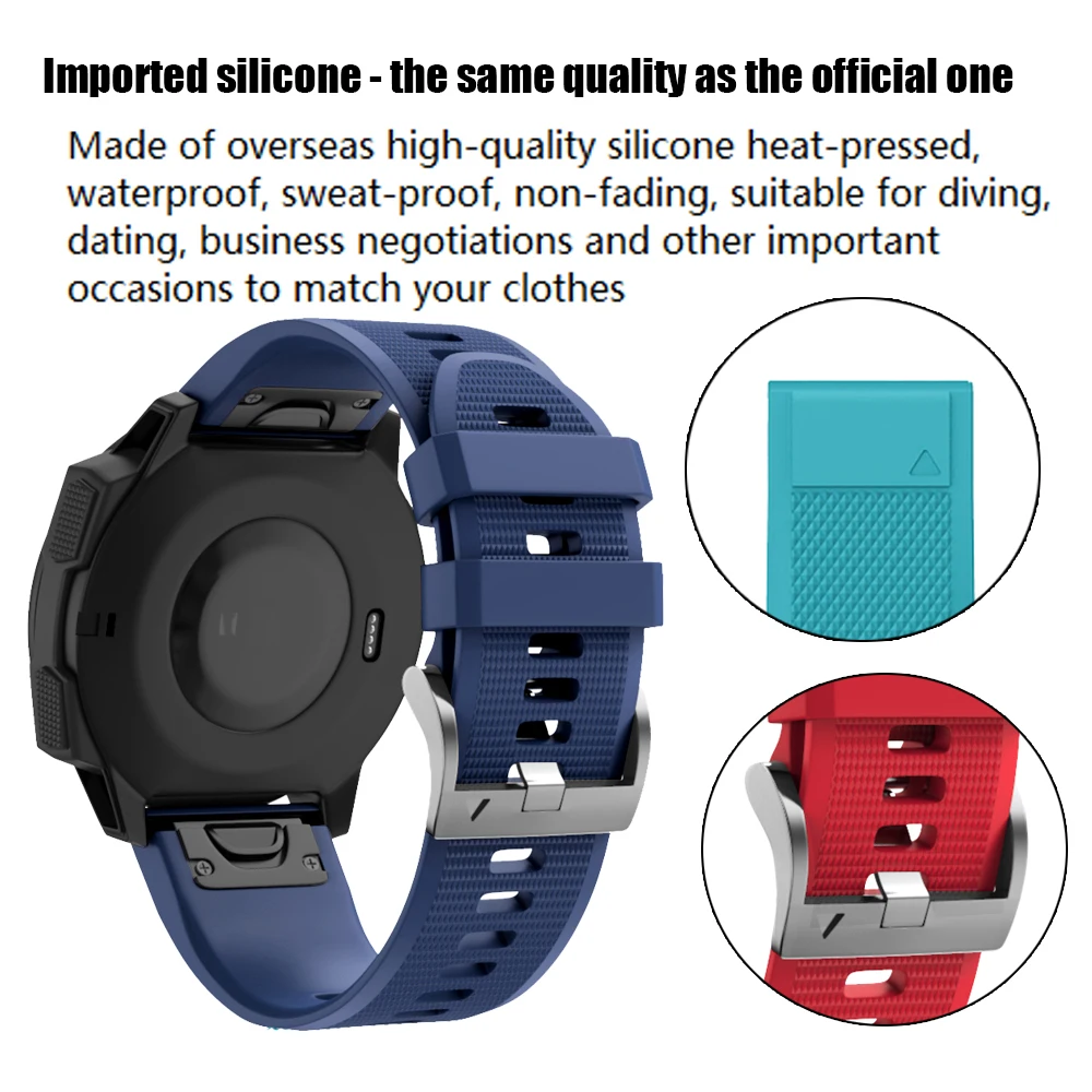 Ремешок силиконовый спортивный для наручных часов быстросъемный браслет Garmin Fenix