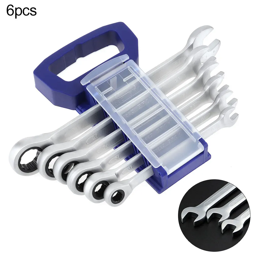 

6pcs 8-17mm Professional Ratchet Wrench Tool Combination Spanner Set Gear Ring Wrench for Installation / Maintenance