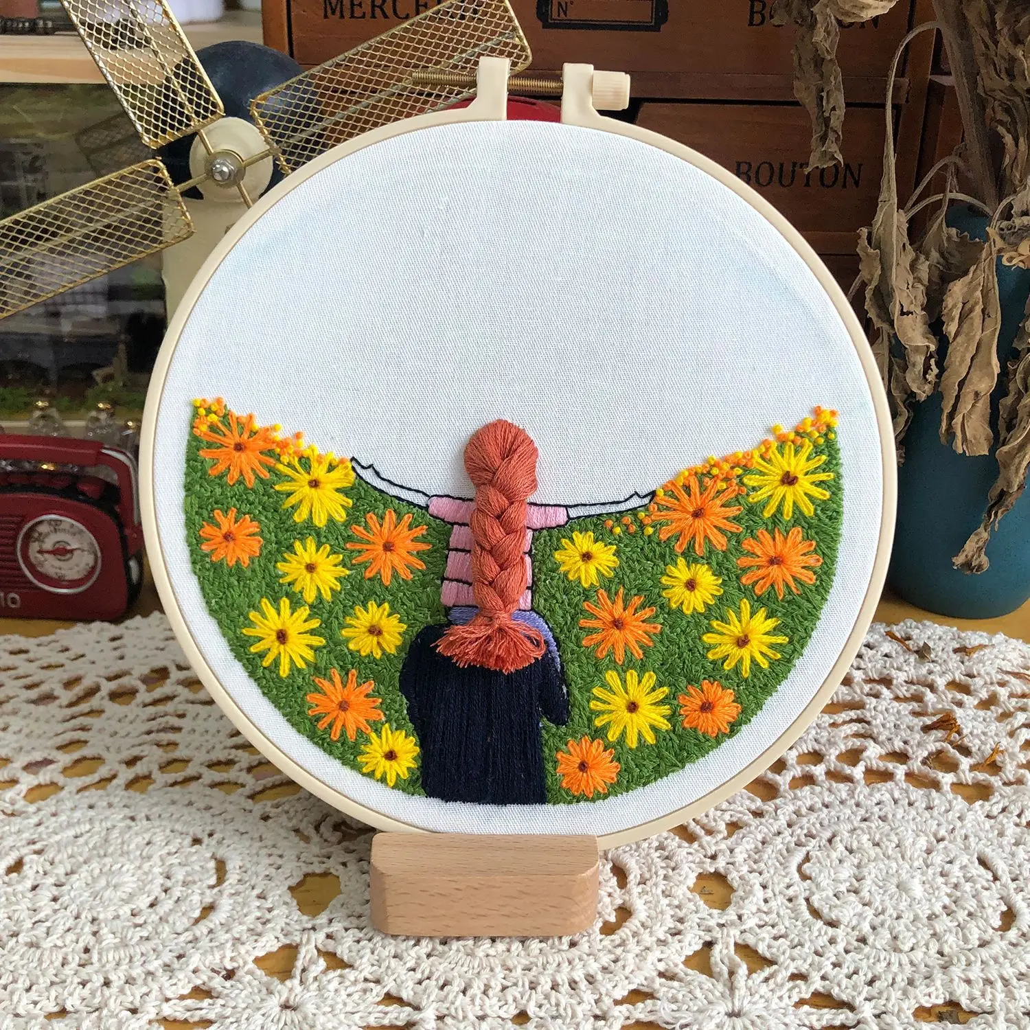 

Paternal Love Embroidery Kit DIY Needlework Father's Love Needlecraft for Beginner Cross Stitch Fathers' Day Gifts(With Hoop)