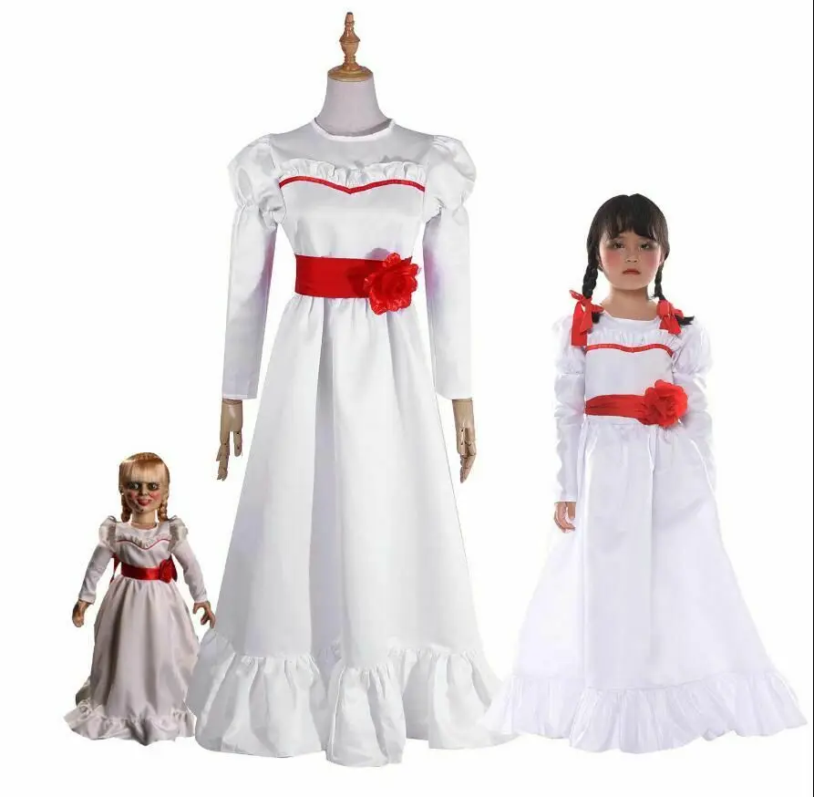 Bride of Chucky Annabelle Dress The Conjuring Doll Cosplay Costume Women Girls Evil Halloween Horror Scary Fancy Dress Outfits