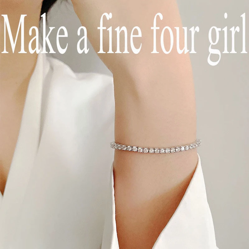 Женский браслет из серебра 925 пробы с бриллиантами 3 мм |