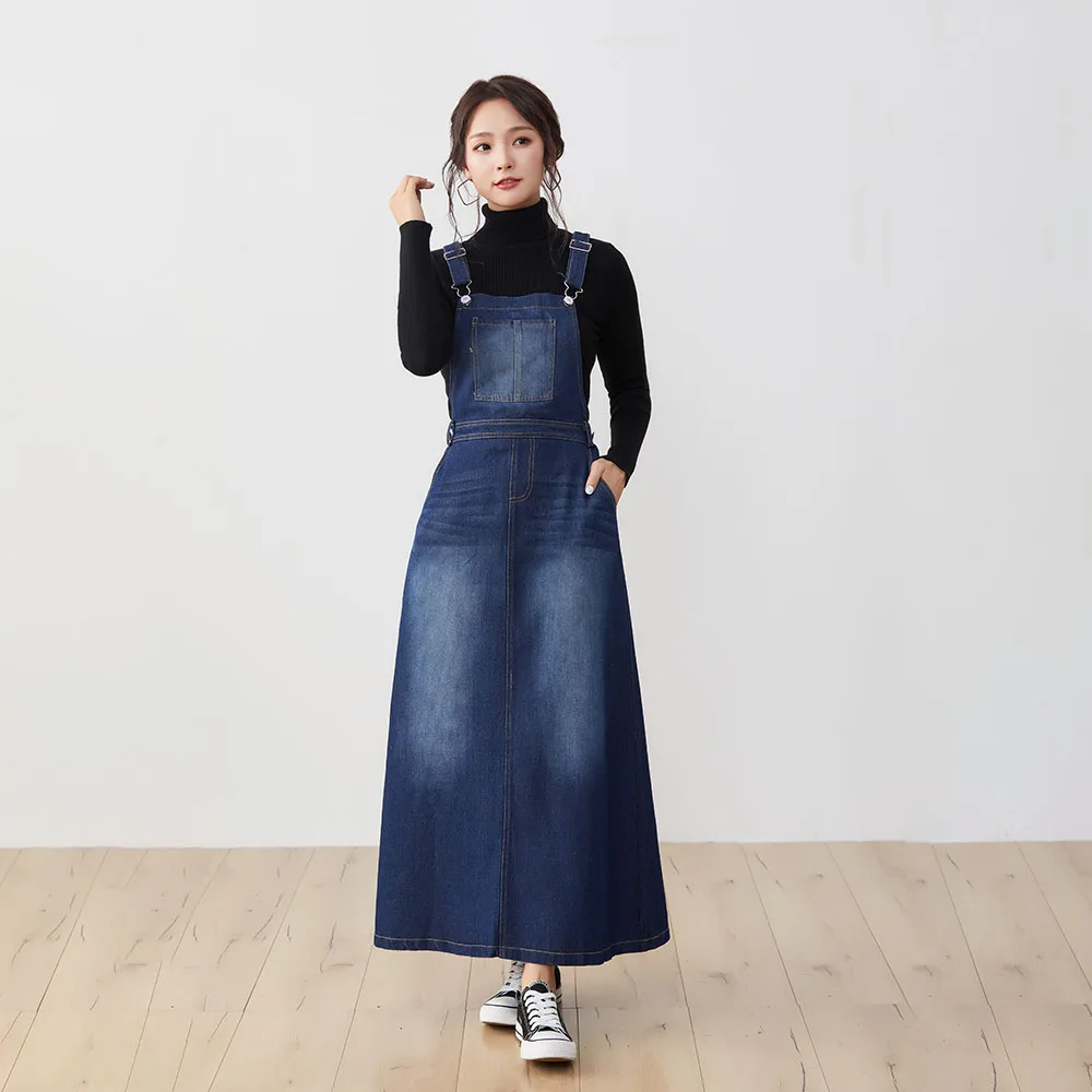 

Sleeveless Square Neck Pocket Standard-Waist Women's Dress Denim Casual Dresses OL Summer Spring Leisure Robes Vestidos