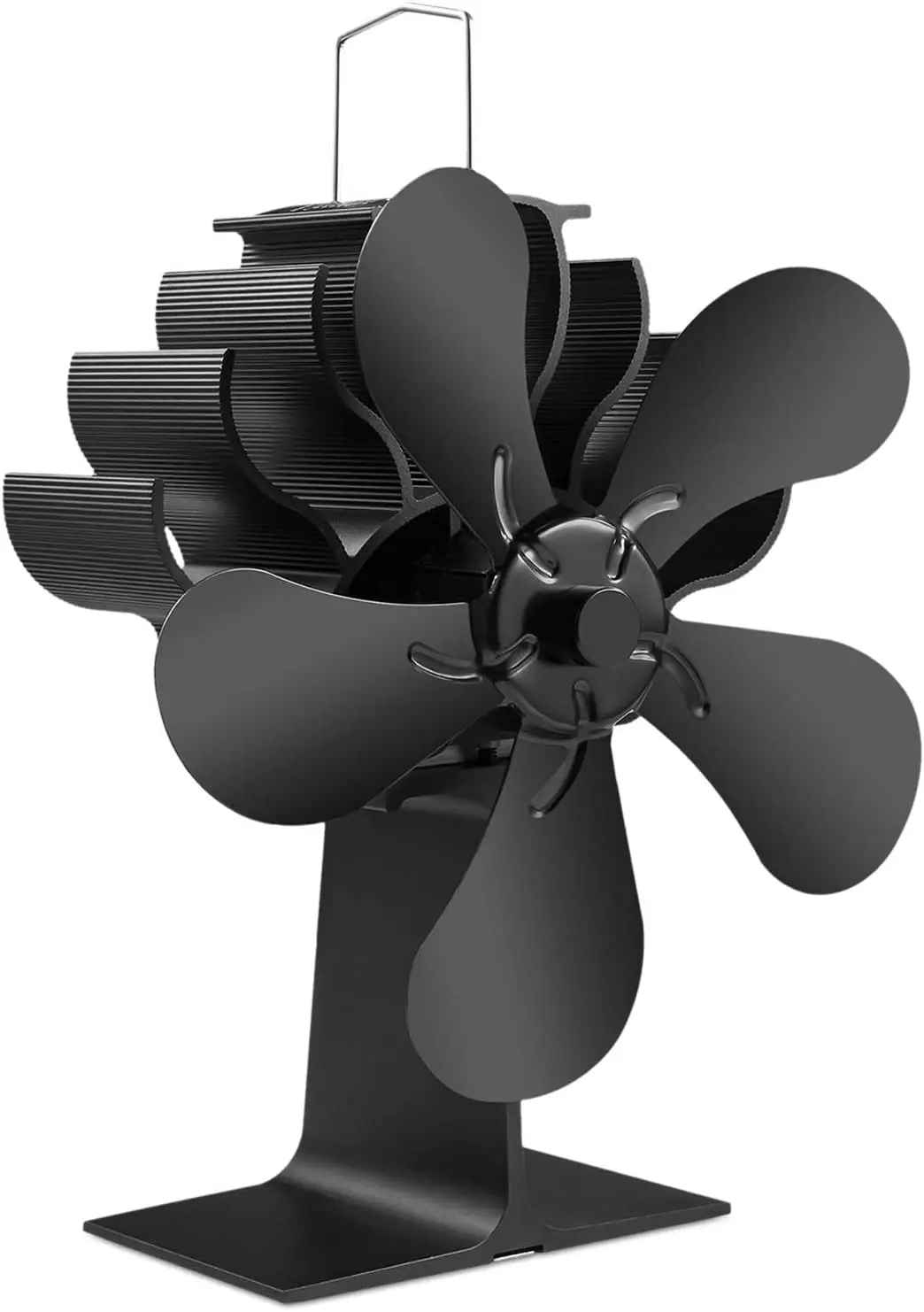5 Blade Mini Black Fireplace Heat Powered Stove Fan Log Wood Burner Quiet Home Efficient Distribution |