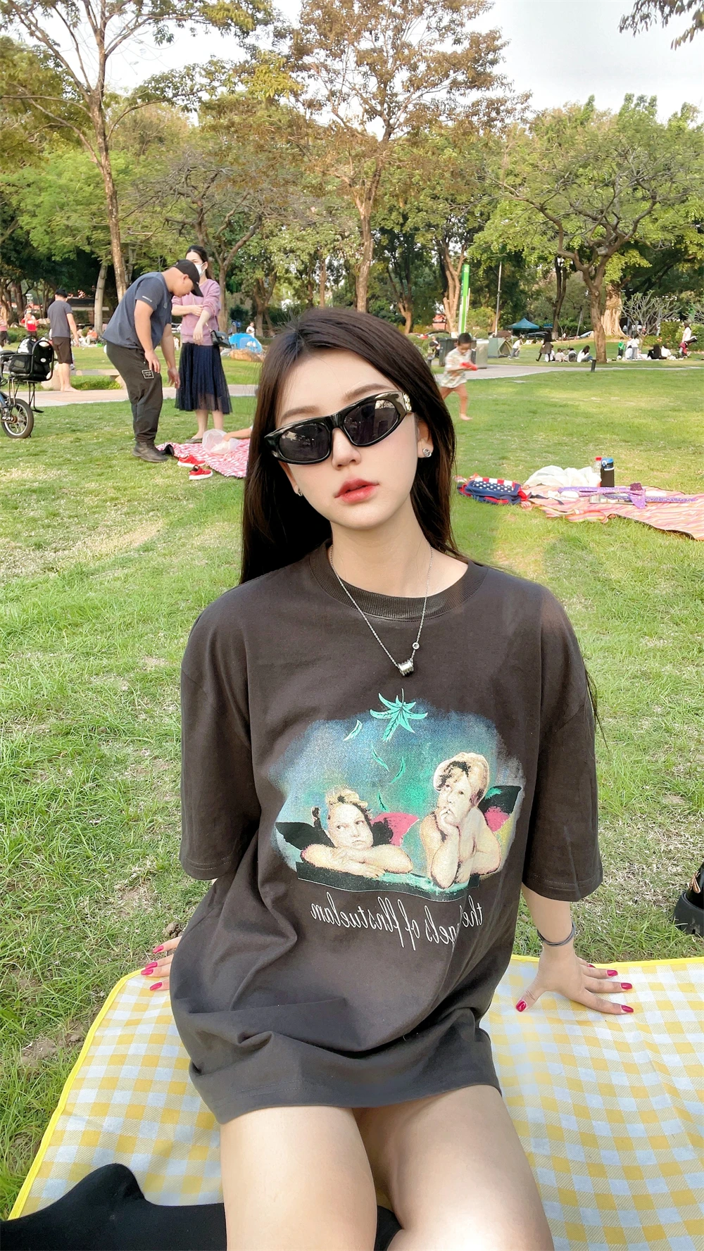 

ih original kids band rock retro washed old vintage short-sleeved casual loose American high street men's and women's T-shirts