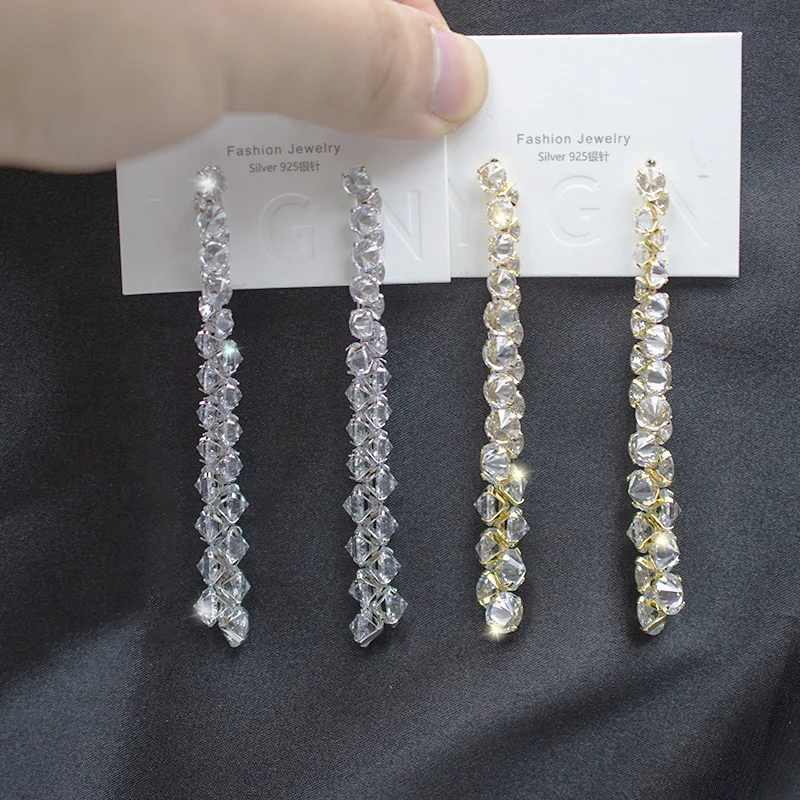 

JICAI женские длинные серьги-подвески с кисточками из циркона для женщин, женские серьги с кристаллами, ювелирные изделия для свадебной вечеринки, новинка 2023
