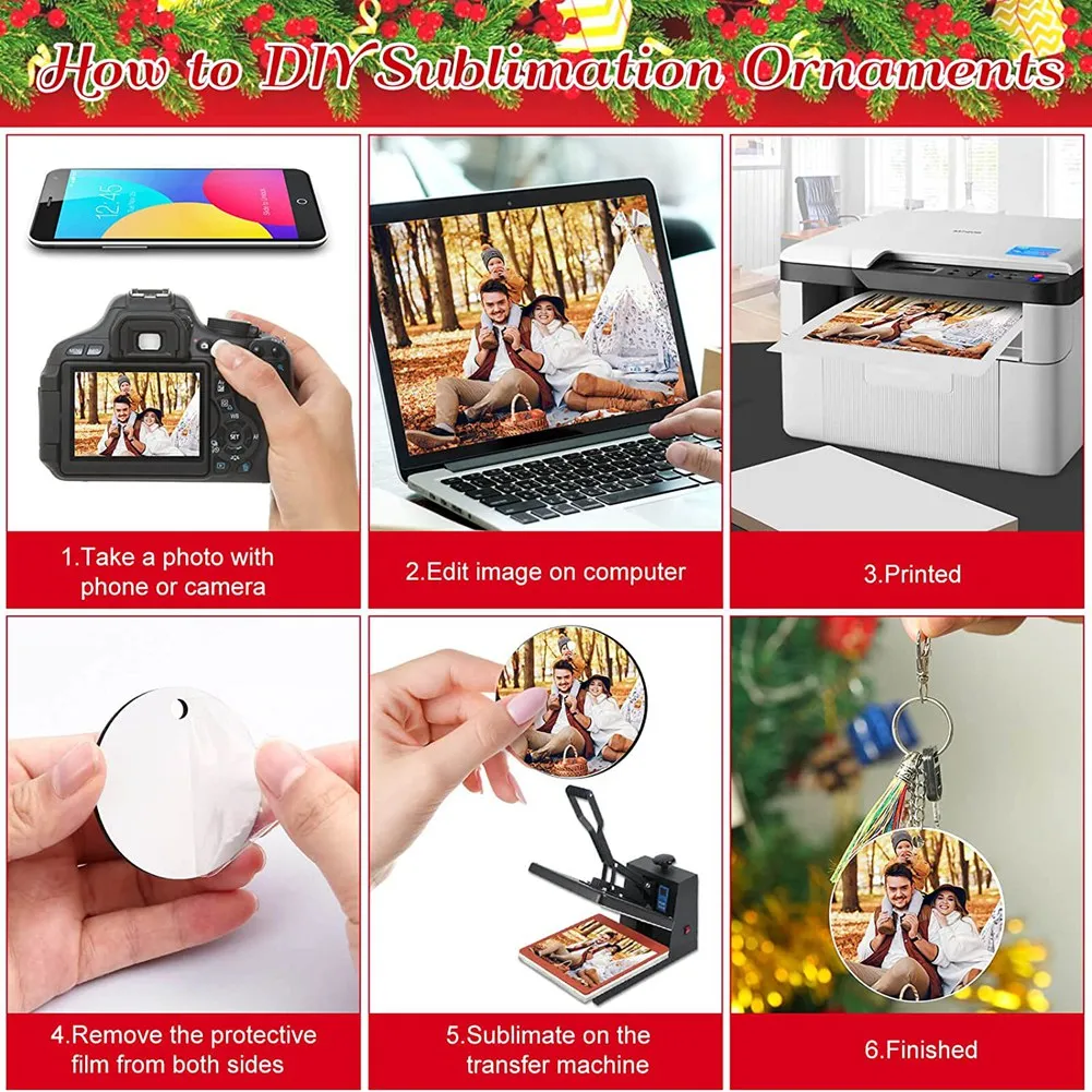 35 шт. заготовки для сублимационного орнамента круглые рождественской елки