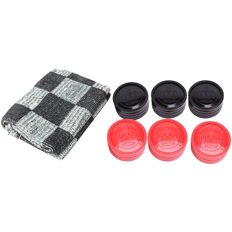 Giant 3-In-1 Checkers And Mega Tic Tac Toe With Reversible Rug - Indoor/Outdoor Jumbo Board Games For Family Fun &amp Parties