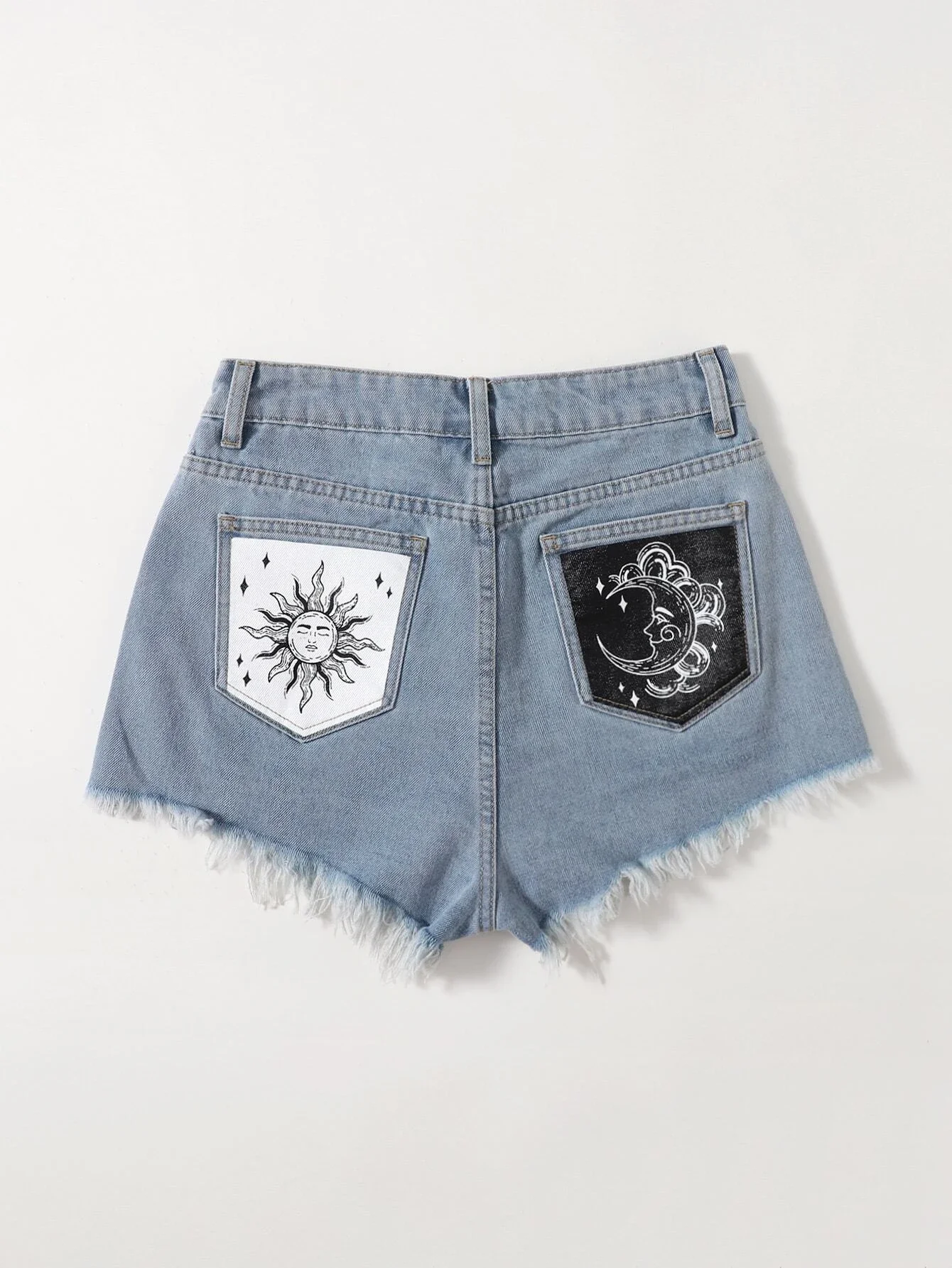 

Sun & Moon Print Denim Shorts
