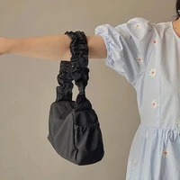 casual fold ladies underarm shoulder bag vintage nylon women small hobos handbags simple female armpit bag clutch purse