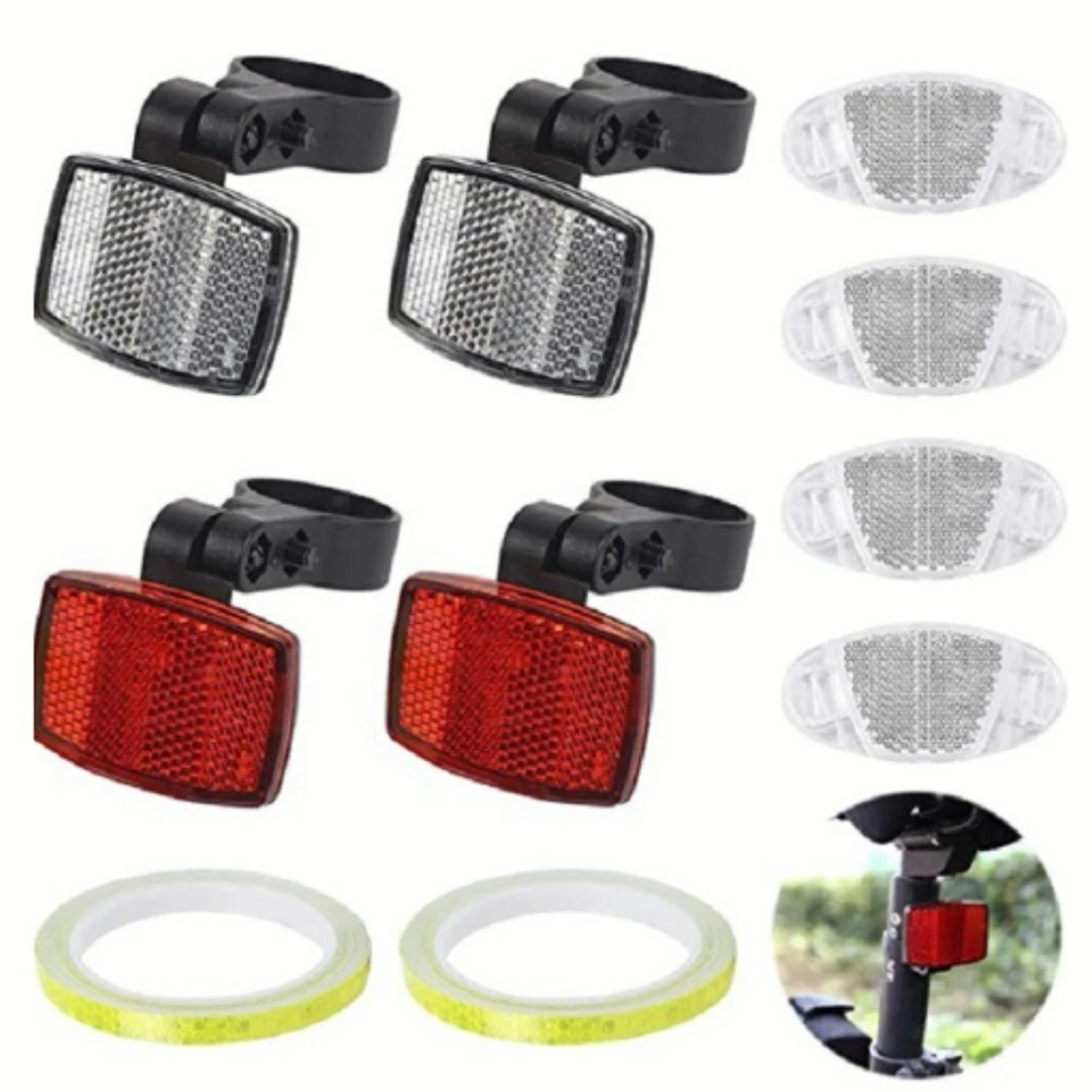 

Bicycle Front Rear Spokes Reflector Set Bike Warning Reflectors With Brackets Night Safety Riding Warn Light Cycling Accessories