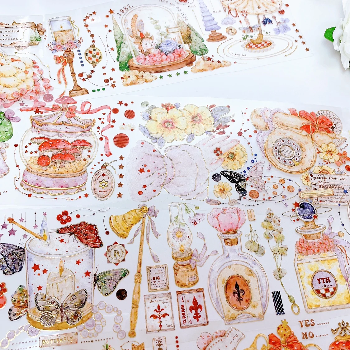 

Cute Animal Bunny Flowers Bottles Washi PET Tape Shine Card Making Decorative Sticker