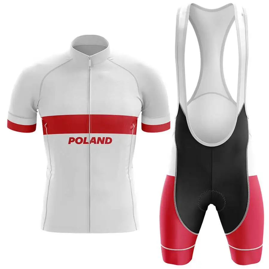 

LASER CUT POLAND NATIONAL SHORT SLEEVE CYCLING JERSEY SUMMER CYCLING WEAR ROPA CICLISMO+BIB SHORTS