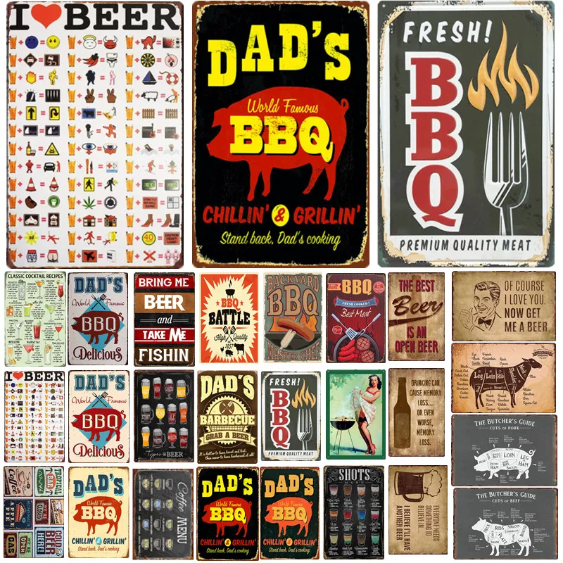 Винтажная тарелка для барбекю во дворе для вечевечерние на открытом воздухе Ретро-тарелка для барбекю правила со слоганом металлические знаки правила барбекю декор для кухонных тарелок