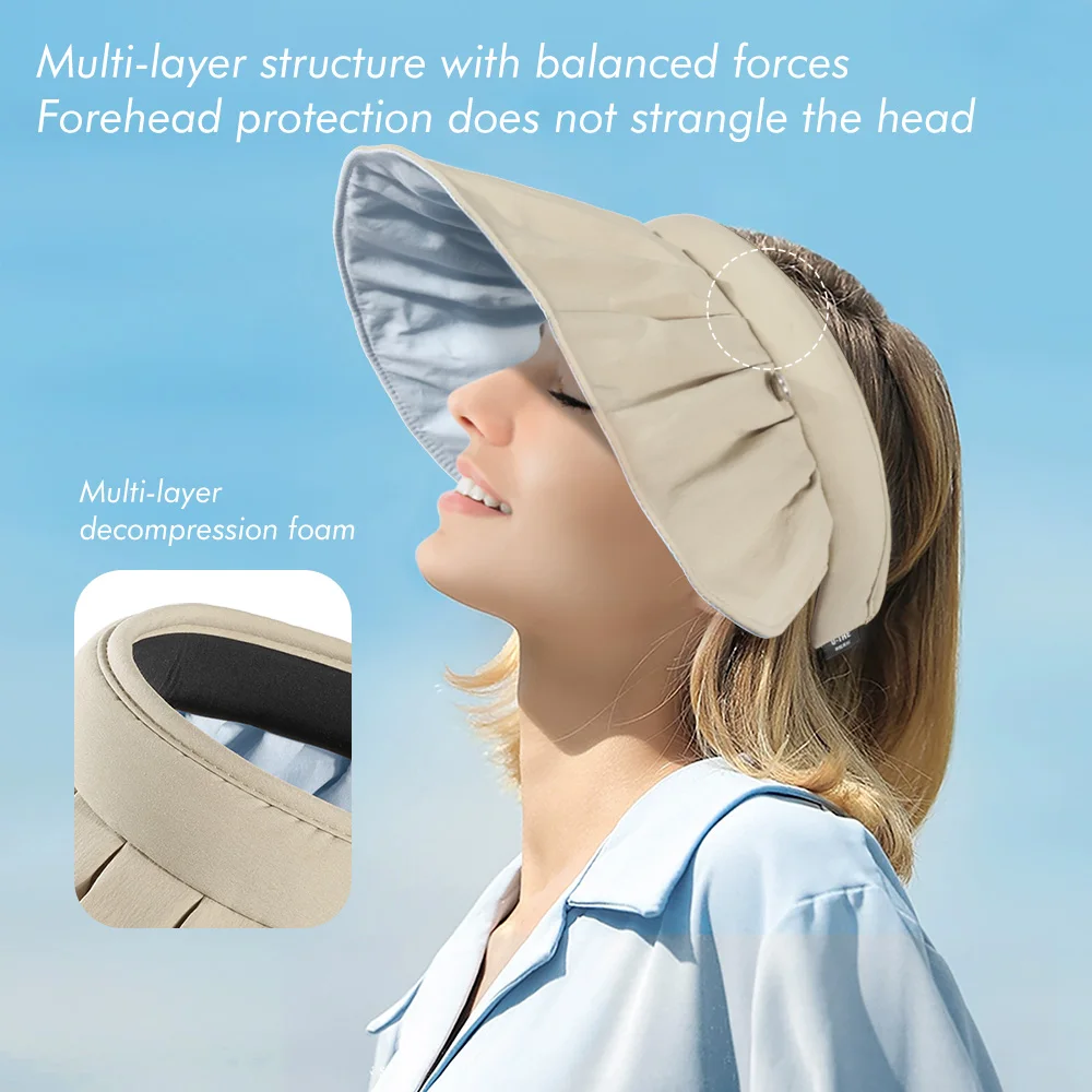 Sun UV Protection Running Caps Summer Foldable Wide Brim Sunshade Sun Hat Outdoor Sport Beach Golf Tennis Headband Baseball Caps