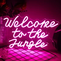 wanxing welcome to the jungle neon sign led light for entryway front porch bedroom home party wedding kidroom wall decor gift