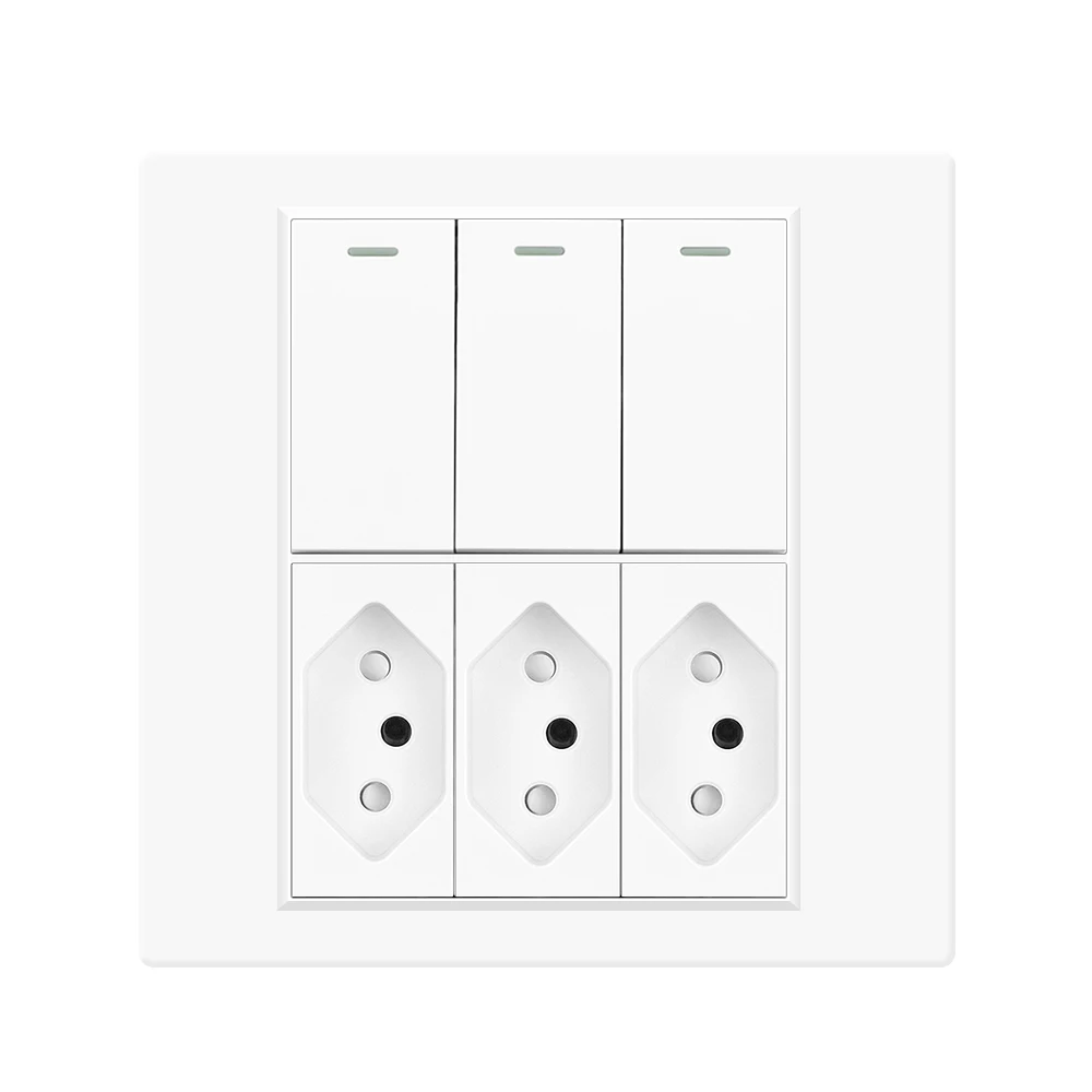 VISWE Стандартная Бразильская Электрическая Розетка С Переключателем 3 Кнопки 1/2