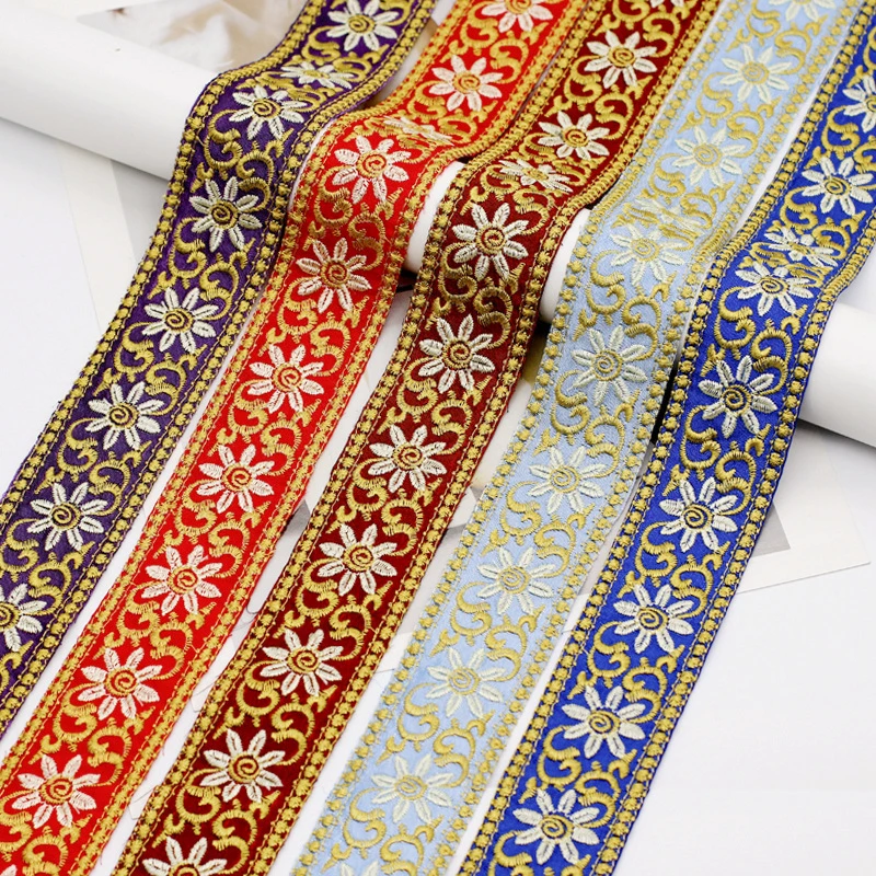 

4 см, ширина, Цветочная вышивка, искусственная этническая одежда, обувь, аксессуары для шитья, ткань